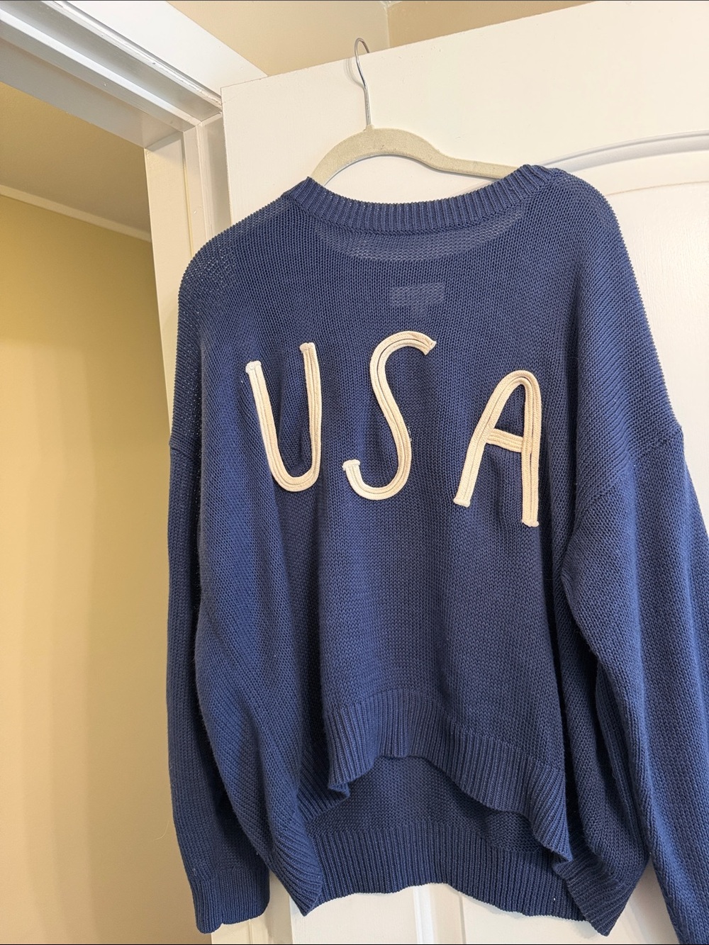 Gilli Blue Crewneck Sweater with Cream 'USA' Appliqué